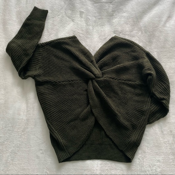 paper heart Womens Twisted Back Sweater Jumper in Olive Green Size S - Picture 2 of 11